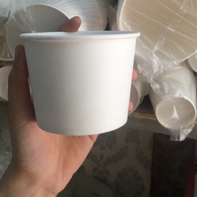 100 cốc giấy kèm nắp 12oz