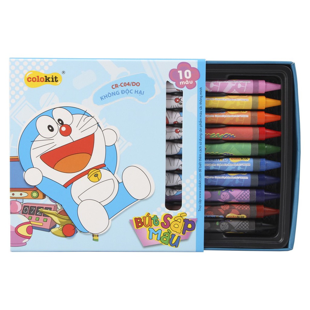 Bộ sáp màu cho bé Colokit CR C04 DO 10 màu mịn đẹp an toàn