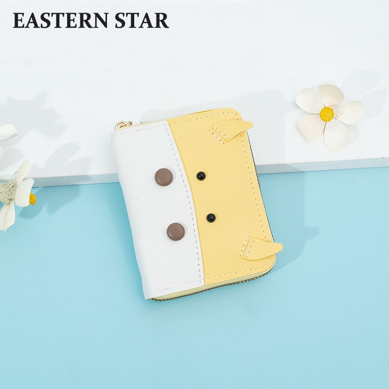 Ví da mini cầm tay có khóa kéo hình bò sữa dễ thương thời trang co cấp cho nữ