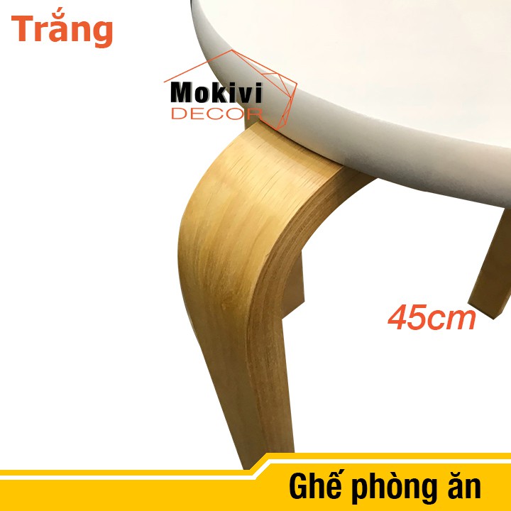 Ghế gỗ mặt tròn chân dẹp (Mặt Trắng)