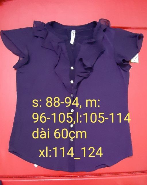 Áo thun kiểu  cài nút có bèo vnxk