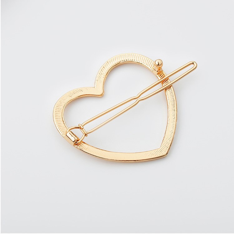 Kẹp Tóc Hình Trái Tim Màu Vàng Bạc Thiết Kế Đơn Giản Sáng Tạo