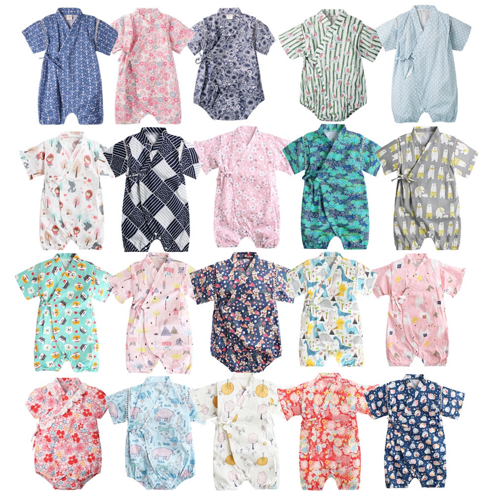 Áo Liền Quần Kiểu Kimono Nhật Bản Dễ Thương Cho Bé Gái 0-24 Tháng Tuổi