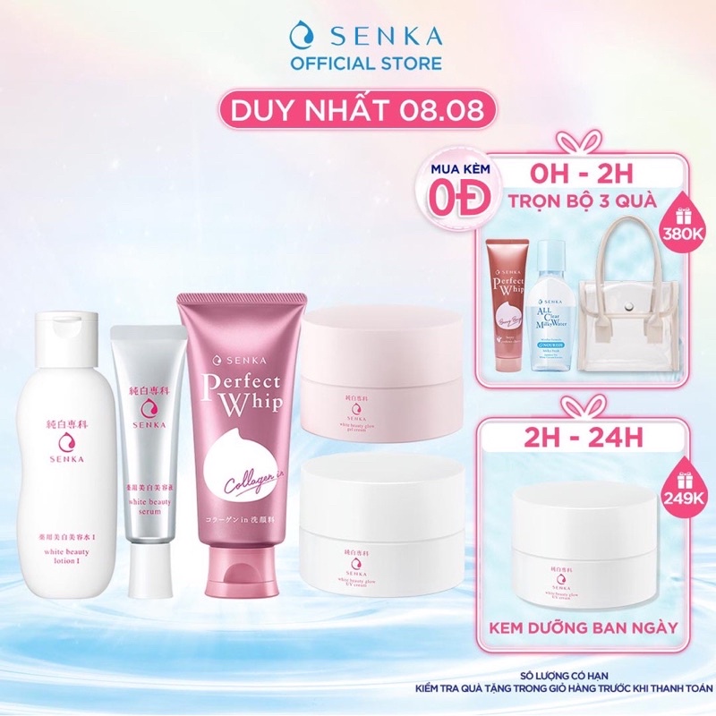 Bộ Dưỡng Trắng Da Senka 5 Món, Ngăn Ngừa Lão Hoá (2024)