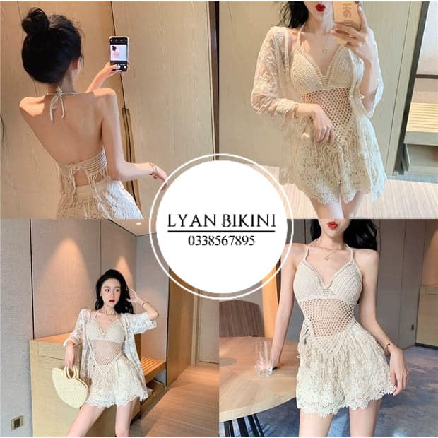 Bikini đồ bơi nữ 2 mảnh áo choàng len móc kín đáo cao cấp đi biển LYAN BIKINI B04 | WebRaoVat - webraovat.net.vn