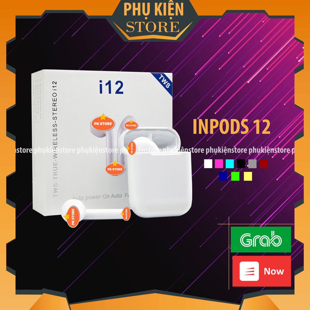 Tai Nghe Bluetooth i12 Inpods TWS - Cảm Biến Vân Tay Âm Thanh Hifi - Bảo Hành Chính Hãng