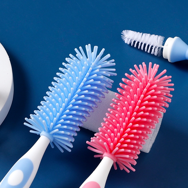 Bộ cọ rửa bình sữa, núm ty silicon 2 chi tiết Silicone siêu mềm mại