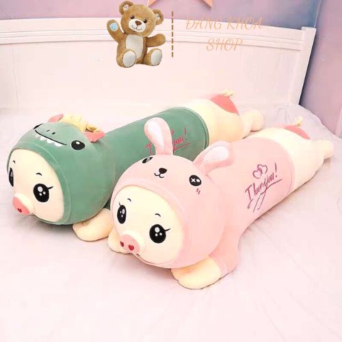 Gối Ôm Gấu Bông Hình Thú Cho Bé Heo Biến Hình - Gấu Ôm Hình Thú Thỏ Mặt Heo - Chất Nỉ Nhung Cao Cấp Hàn Quốc