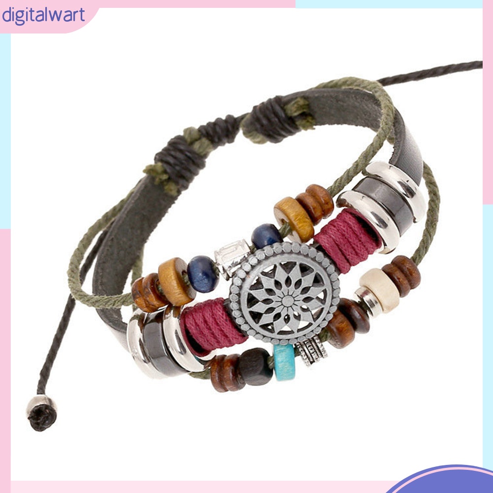 Vòng Tay Da Nhiều Lớp Xâu Hạt Phong Cách Boho