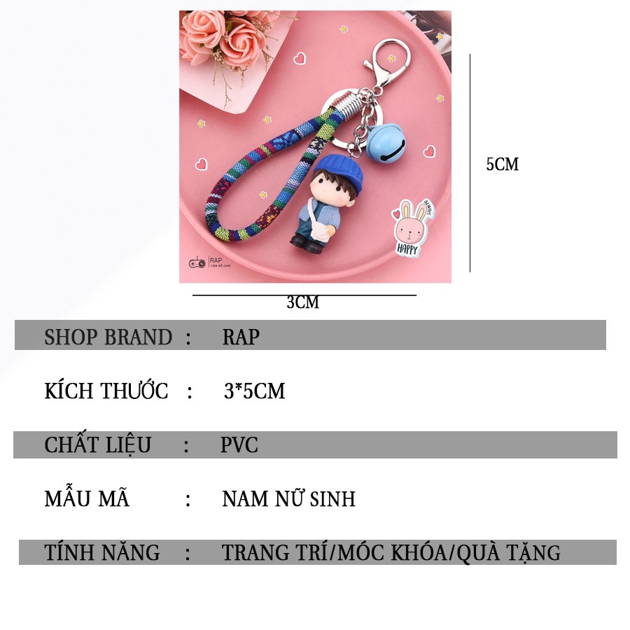 Móc khóa, móc túi đôi cặp nam nũ học sinh dễ thương cute  dùng làm quà tặng, dây treo balo, túi xách, ví cầm tay - Rap