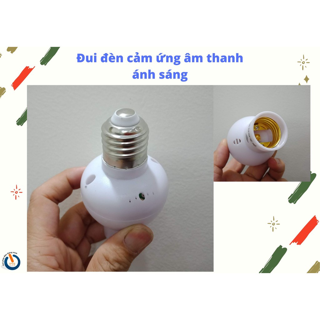 E27 - Đui đèn cảm ứng âm thanh tiếng động - Đui đèn cảm biến ánh sáng giúp bạn vỗ tay bật đèn khi trời tối