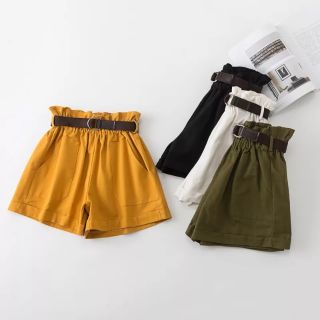 Quần shorts thô cạp cao nữ