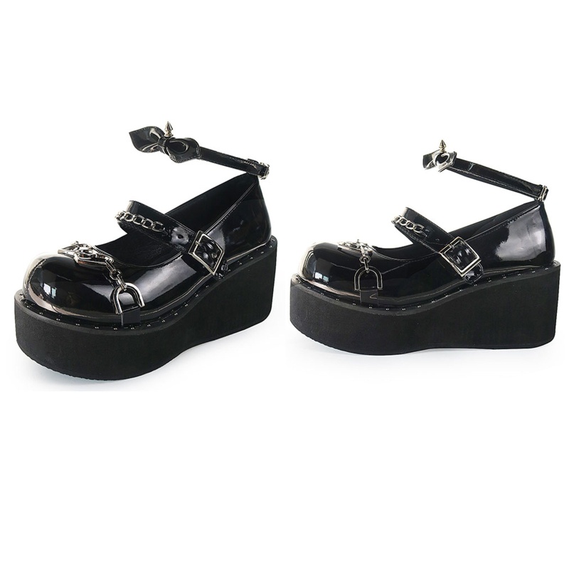 XIXI Giày Cao Gót Đế Xuồng Có Dây Đeo Mắt Cá Chân Hóa Trang Lolita Cho Nữ