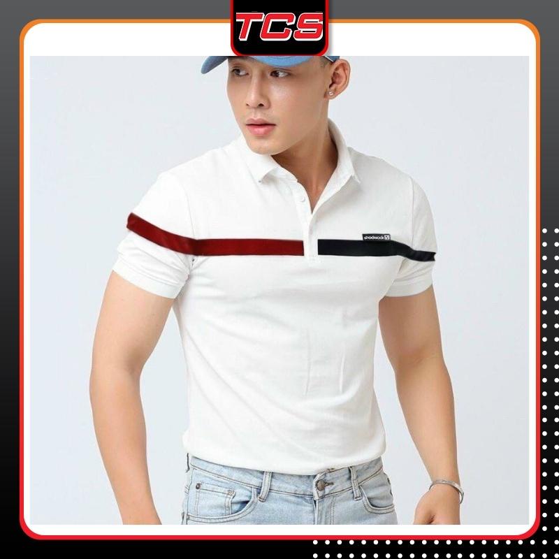 Áo thun POLO nam ,áo phông cổ bẻ ngắn tay in sọc ngang vải Cotton kháng khuẩn, chống nhăn, thoáng mát TCS nhiều màu