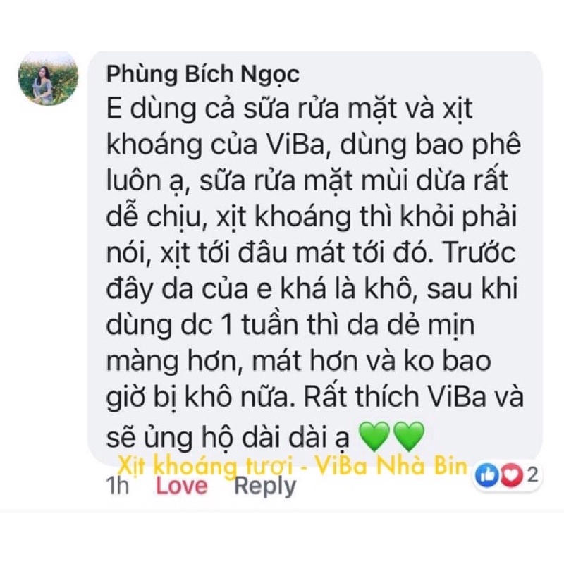 Xịt khoáng tươi nguyên chất 250ml Khoáng Tươi ViBa dưỡng ẩm, bù khoáng, khóa lớp trang điểm, kiềm dầu | BigBuy360 - bigbuy360.vn
