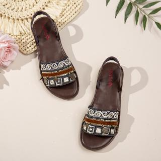 Giày Sandal Nữ Đan Len Đính Đá Pha Lê