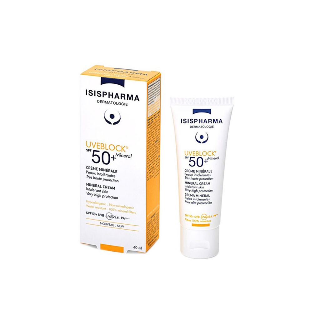 Kem chống nắng dành cho da nhạy cảm Isis Pharma Uveblock SPF50+ Mineral Cream 40ml ( Không Màu )