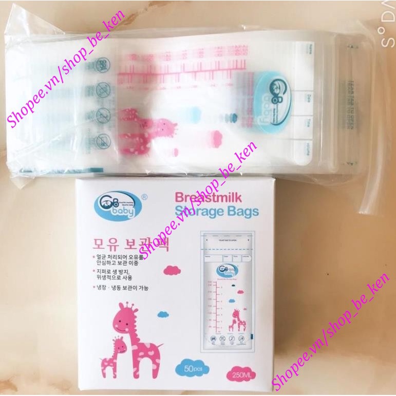 Hộp 50 Túi trữ sữa Mẹ 250ml GB Baby G50 không BPA - Hàn Quốc