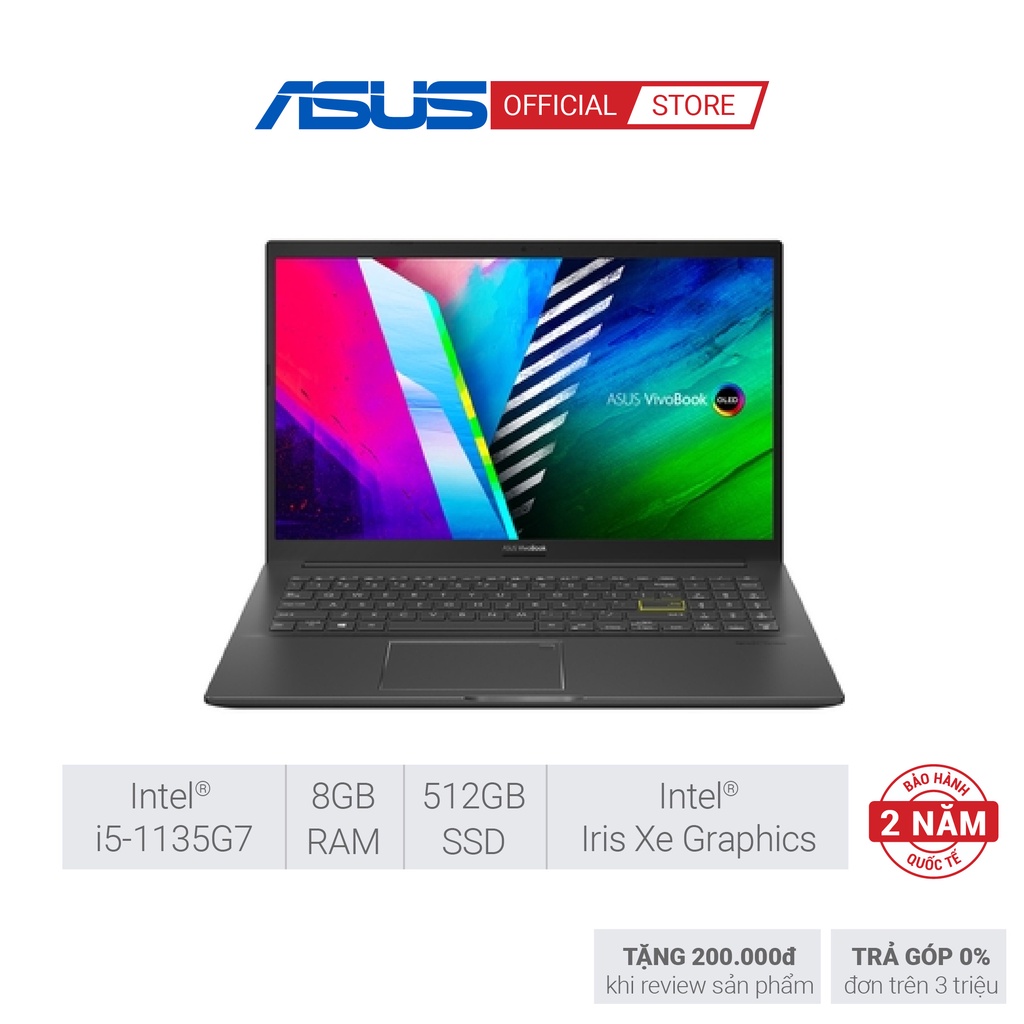Laptop Asus VivoBook A515EA-L12033W i5 1135G7|8GB |512GB SSD|15.6 FHD OLED|Win11|Đen