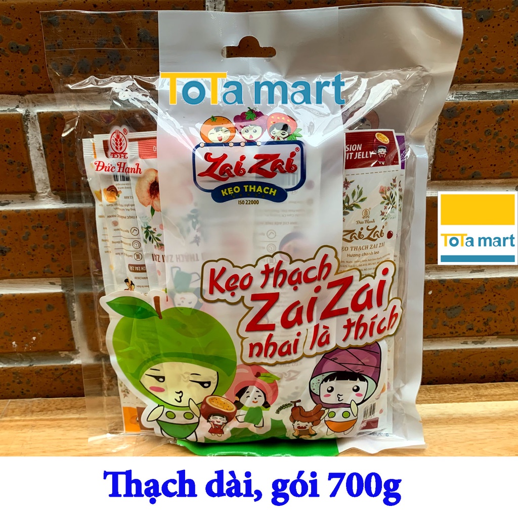 (hsd 09/2023) Kẹo thạch Zai Zai Đức Hạnh cây dài gói lớn 700g