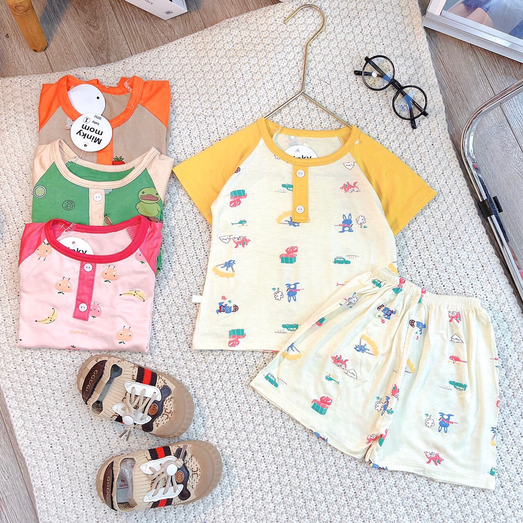 Bộ Cộc Tay Thun Cotton Minky Mon Loại Đẹp Cho Bé