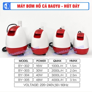 MÁY BƠM HÚT ĐÁY BAOYU BY 302 - BY 305 | TỪ 1000L/H - 4000L/H | TRỤC SỨ