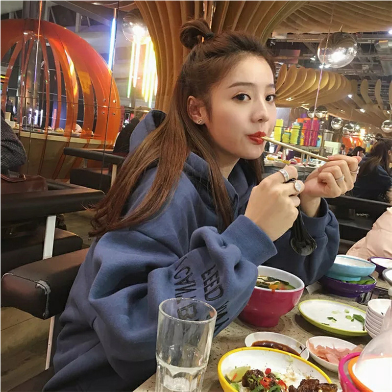 Áo Hoodie Dáng Rộng Thời Trang Thu Đông Hàn Quốc Cho Nữ