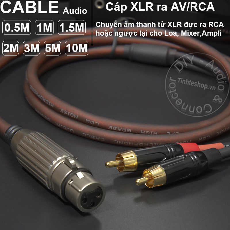 Dây chuyển canon cái sang 2 AV DIY 0.5M đến 5M - Cáp XLR ra RCA