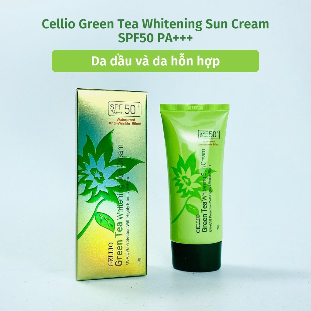 Kem chống nắng Hàn Quốc CELLIO SPF 50 PA+++ 70G . Dưỡng ẩm, trắng da, chống nước. Thành phần tự nhiên mọi loại da CN01