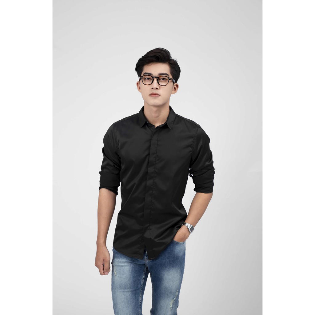 Áo sơ mi nam tay dài nam FEAER chất lụa thoáng, cao cấp Basic Long Sleeve