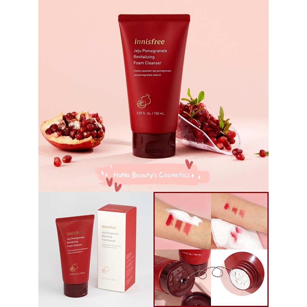 Sữa Rửa Mặt Chống Lão Hóa Làm Sáng Da Chiết xuất Lựu Đỏ Innisfree Jeju Pomegranate Revitalizing Foam Cleans 150ml