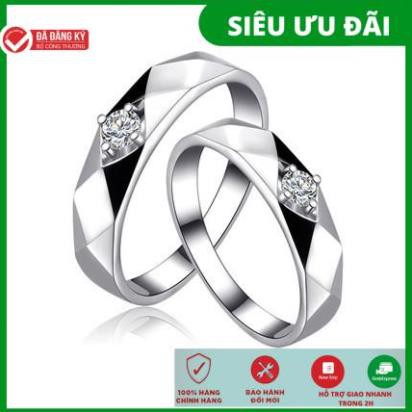 valentine  Nhẫn Nam Nữ Kim Cương Một Cặp Tình Nhân Trang Sức Bạc Mạ Bạch Kim Thời Trang Hàn Quốc .