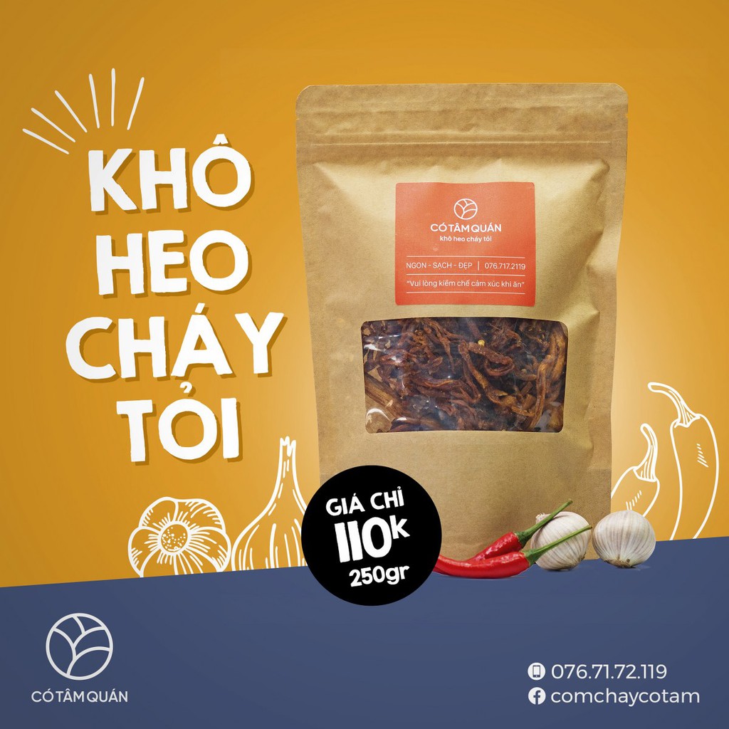 KHÔ HEO CHÁY TỎI 250 GRAM - CÓ TÂM QUÁN