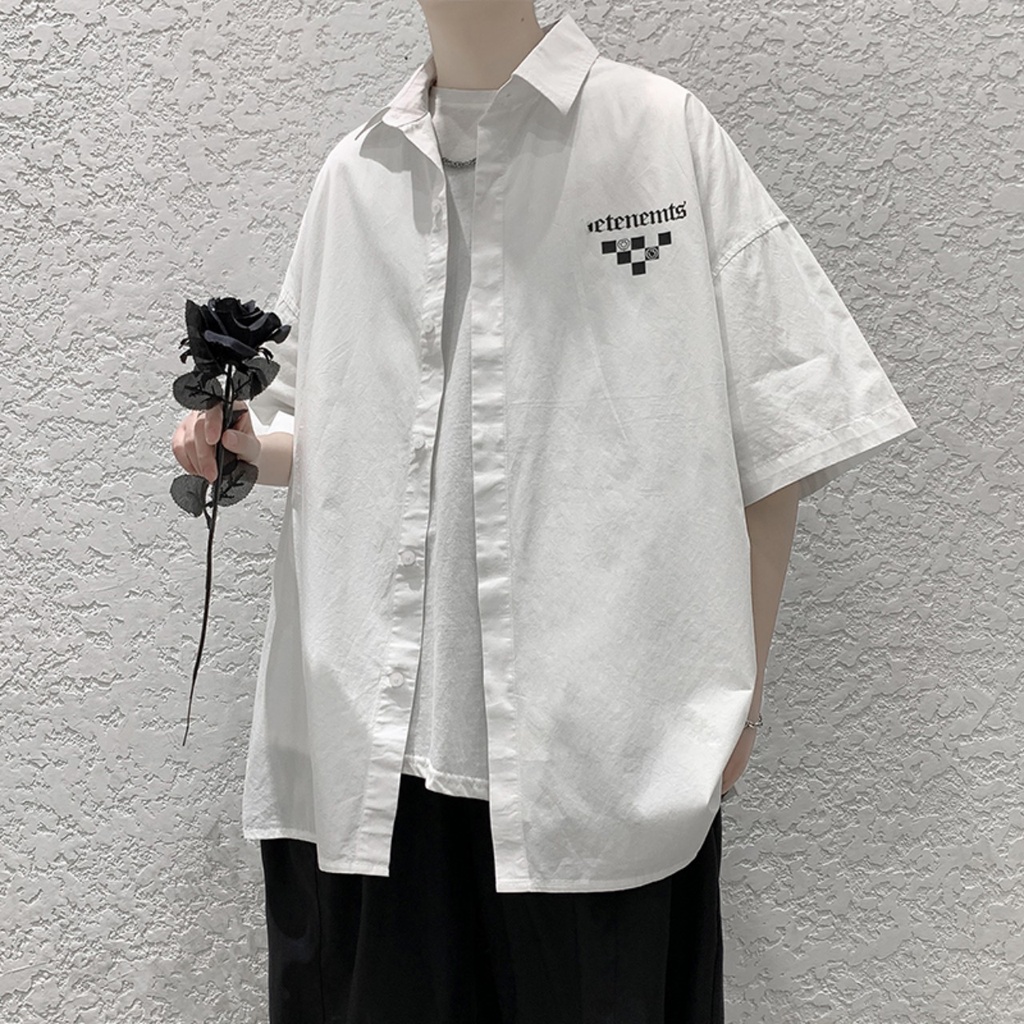 Áo sơ mi cộc tay unisex from rộng nam nữ , sơ mi nam nữ vải voan lụa mịn mát free size 40kg - 70kg in bàn cờ