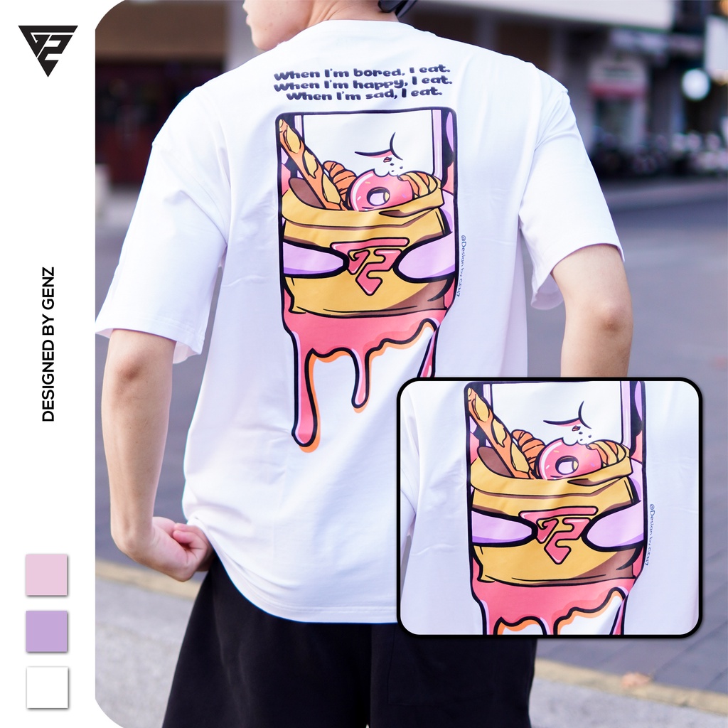 Áo thun tay lỡ GENZ phông Unisex nam nữ Premium Cotton oversize form rộng Eat Everything