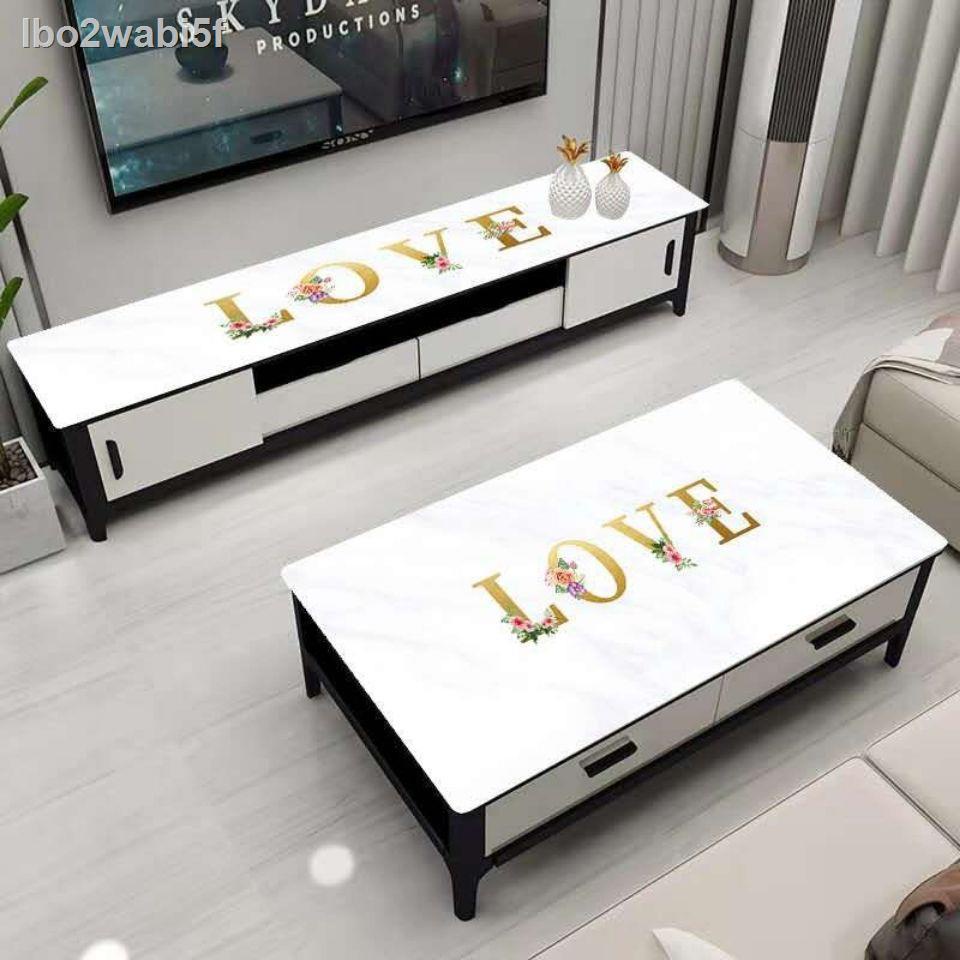 ❀ ✾  lbo2wabi5f PVC kính mềm không thấm nước và dầu Tủ tivi mờ hình chữ nhật bằng đá cẩm