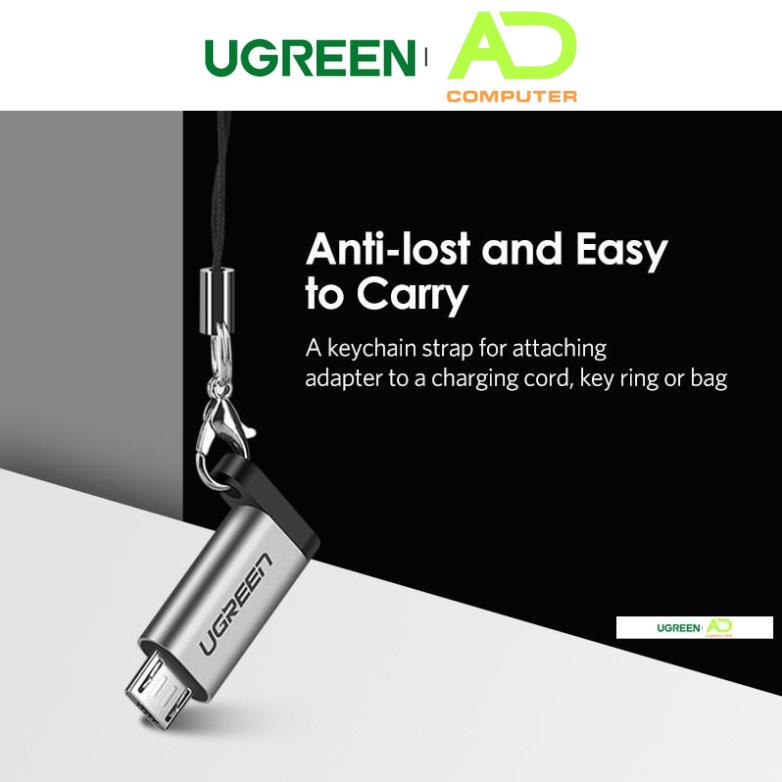 Đầu chuyển UGREEN US282 50590 cổng Type C cái sang cổng Micro USB đực, dài 2.5cm nhỏ gọn, vỏ nhôm