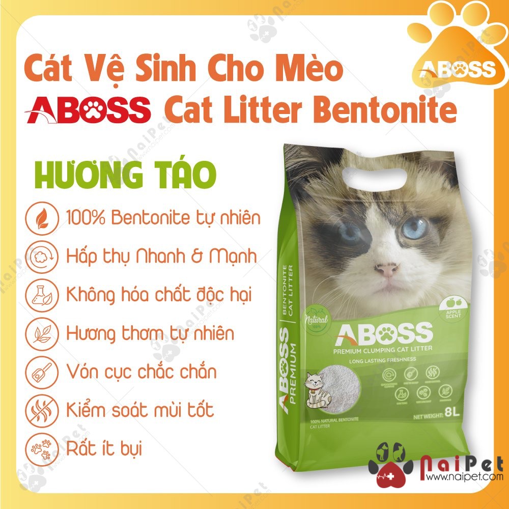 Cát Vệ Sinh Cát Đất Sét Bentonite ABoss CDS003 Cho Mèo Túi 8L
