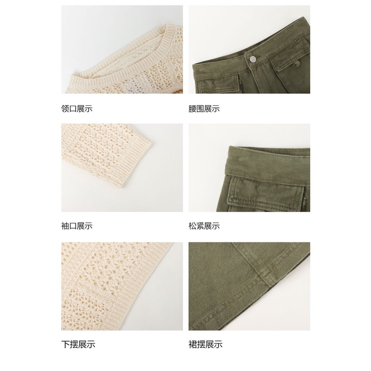 Cocory vn Set Áo Len Tay Dài Phối Chân váy jean Thời Trang Cho Nữ