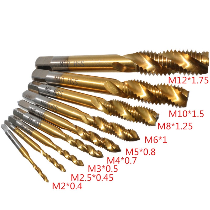 Bộ 9 Mũi Khoan Xoắn Tốc Độ Cao HSS M2-M12 Bằng Thép Titan