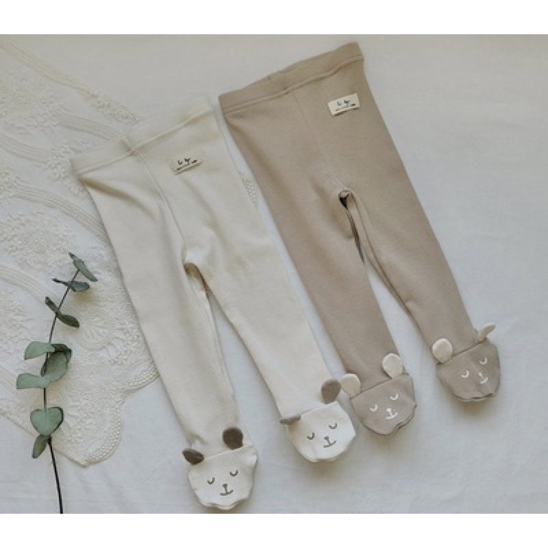 Quần tất thun cotton gấu xinh em bé