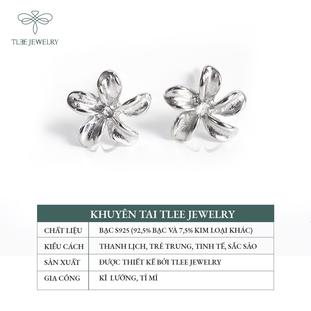 Khuyên tai bạc nữ TLEE hoa sứ mini nữ tính NCJ B0185