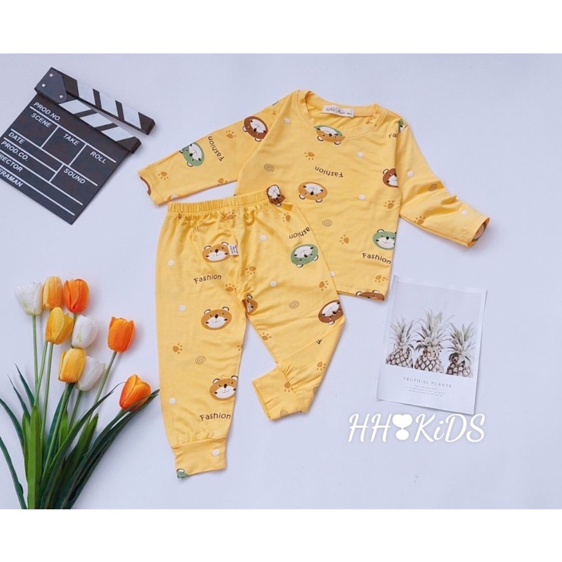 Bộ dài tay thun lạnh in hoạ tiết cho bé trai , gái (6-18kg) loại 1.