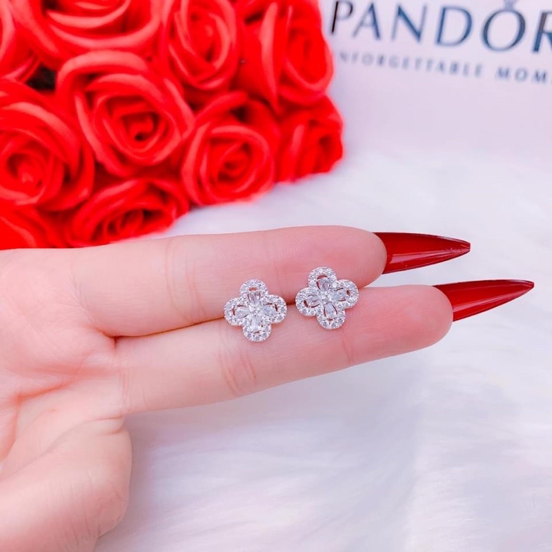 Set Trang sức Bạc Ta Cỏ 4 Lá Đá Mẫu Mã Mới Siêu sang chảnh độc đáo cho nữ - Trang sức Vàng Bạc Hoà Thảo