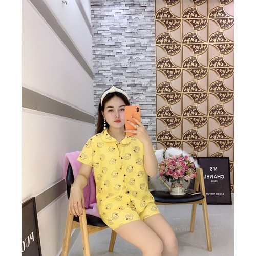 Đồ ngủ Bộ Đồ Ngủ Lụa pijama cộc tay mặc nhà ulzzang in hình họa tiết dễ thương