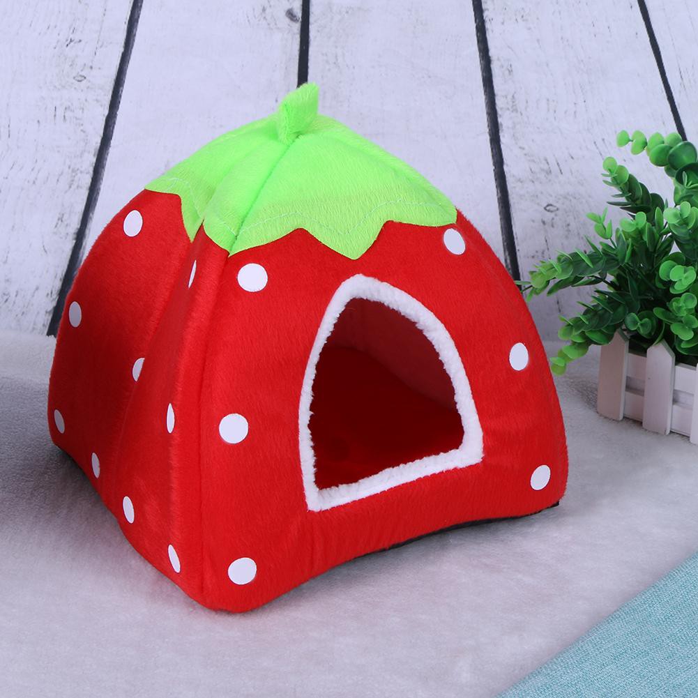 Giường ngủ ấm áp kiểu dâu tây dễ thương cho thú cưng