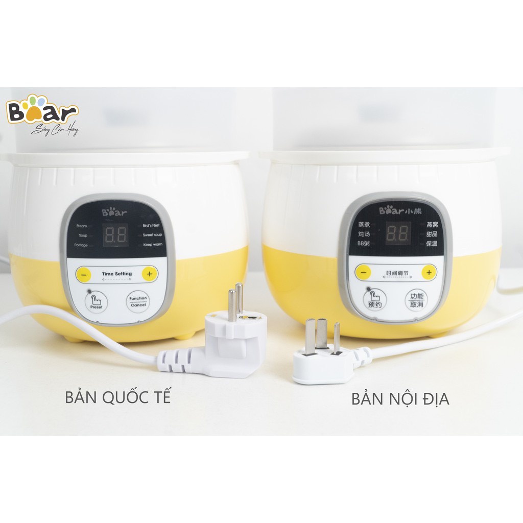 Nồi Nấu Cháo Chậm, Nồi Ninh Hầm Đa Năng Nấu Cách Thủy BEAR 0,8L Bản Quốc tế Bảo Hành 18 Tháng Chính Hãng