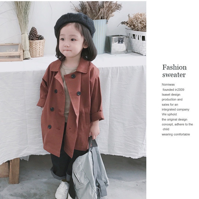 [Babycat Hàng Có Sẵn Áo Khoác Dài Trung Bình Phong Cách Nhật Bản Hàn Quốc Mùa Thu Mới Mùa Thu Dành Cho Trẻ Em 2022