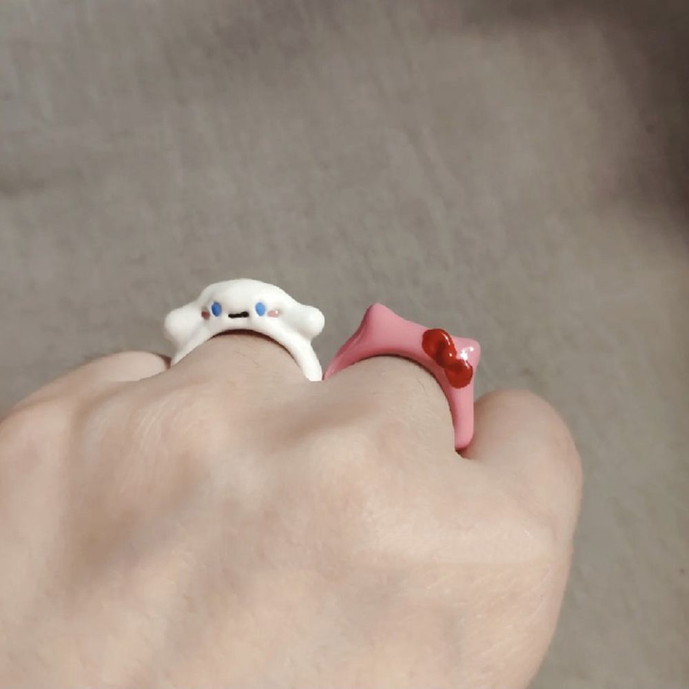 Nhẫn hở có thể điều chỉnh kích thước hình mèo / cún phủ dầu phong cách Hàn Quốc ngọt ngào làm quà tặng cho nữ