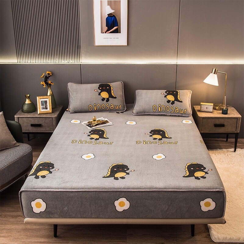 bộ ga nỉ tuyết sữa mới nhất năm 2021 (1ga+2 vỏ gối đầu)